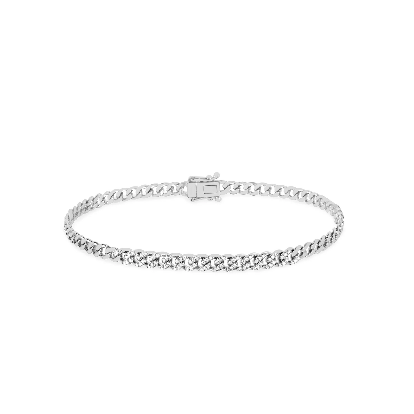 Diamond Mini Curb Chain Bracelet-Bracelet-EF Collection-14K White Gold-hurdles-jewelry-boulder-colorado