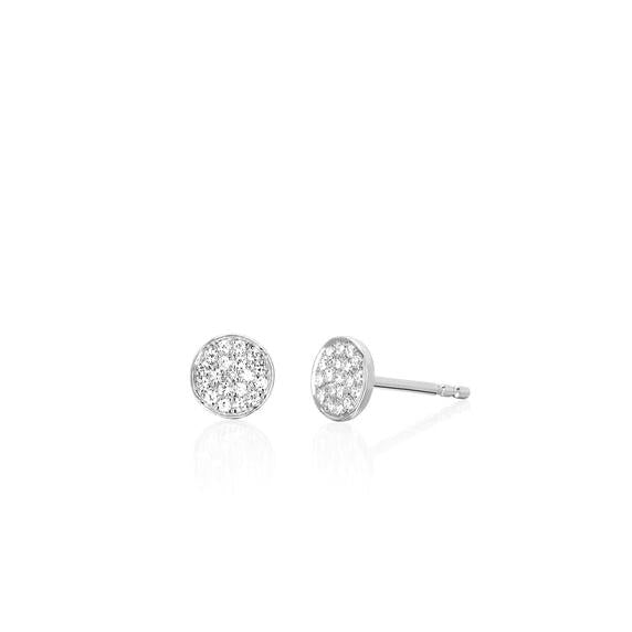 Diamond Mini Disc Stud Earring-Earrings-EF Collection-14K White Gold-hurdles-jewelry-boulder-colorado