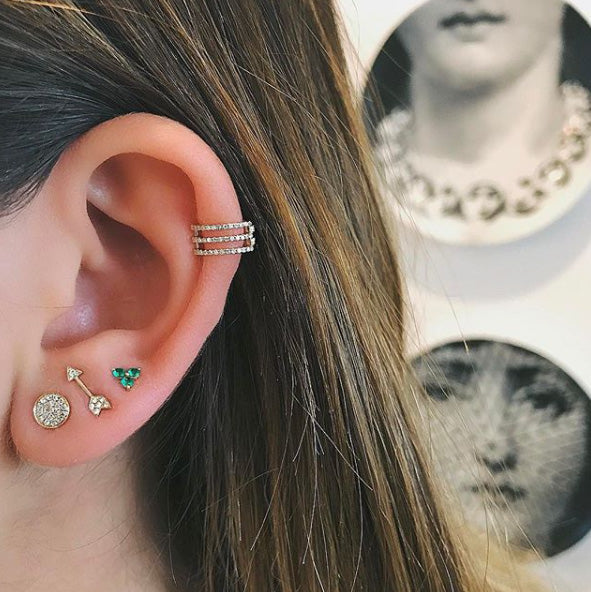 Diamond Mini Disc Stud Earring-Earrings-EF Collection-14K White Gold-hurdles-jewelry-boulder-colorado