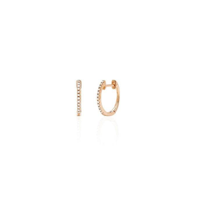 Diamond Mini Huggie Earring-Earrings-EF Collection-14K Rose Gold-Pair-hurdles-jewelry-boulder-colorado