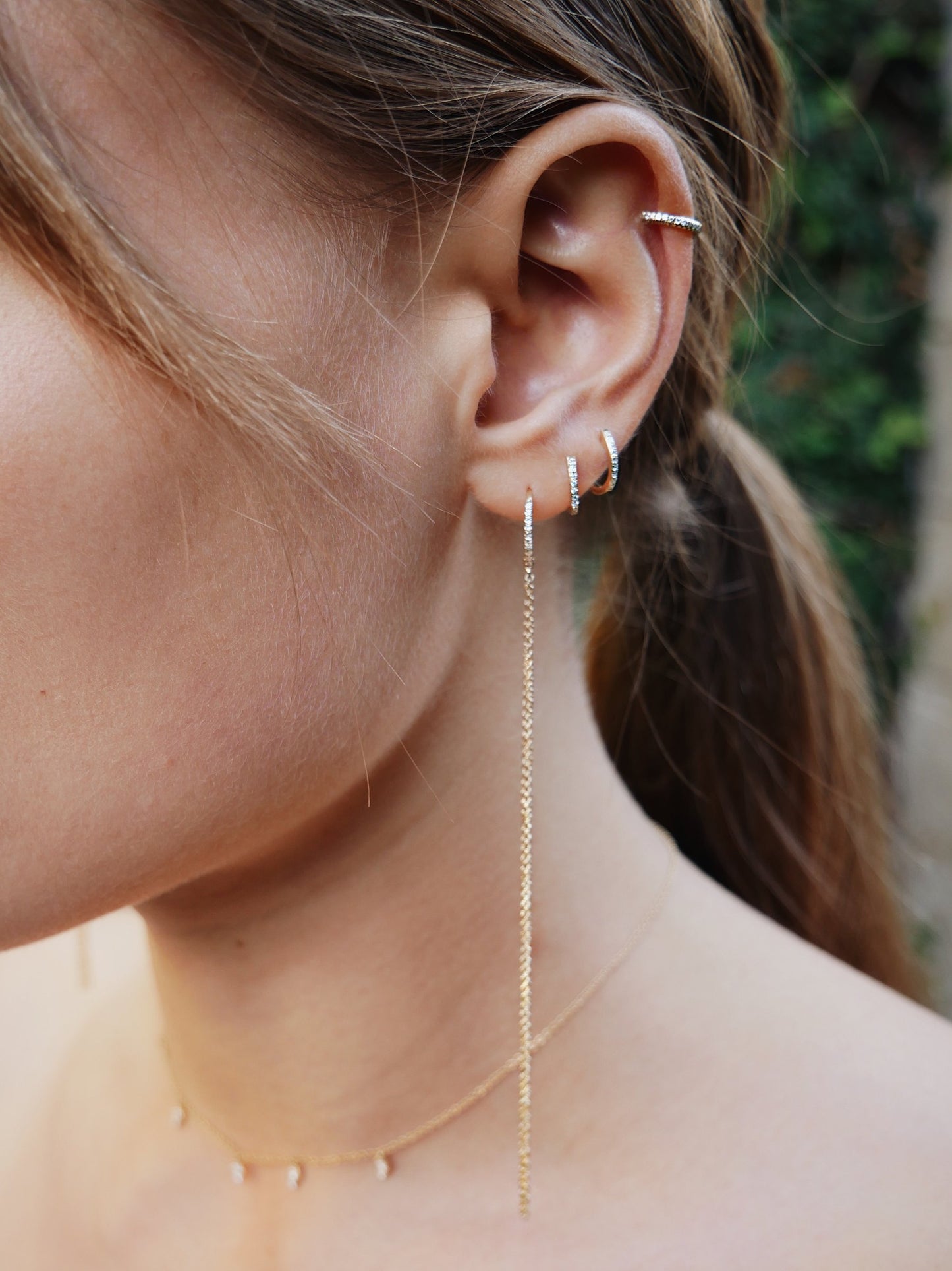 Diamond Mini Huggie Earring-Earrings-EF Collection-14K Rose Gold-Pair-hurdles-jewelry-boulder-colorado
