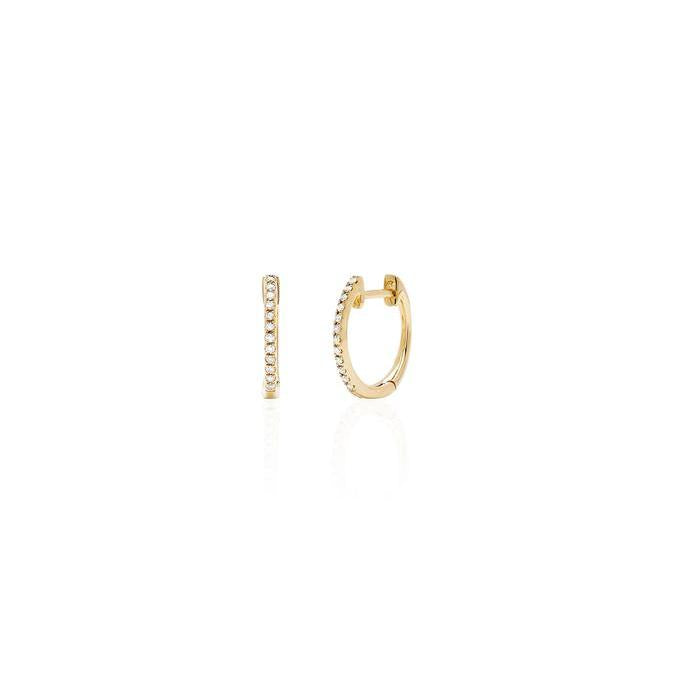 Diamond Mini Huggie Earring-Earrings-EF Collection-14K Rose Gold-Pair-hurdles-jewelry-boulder-colorado