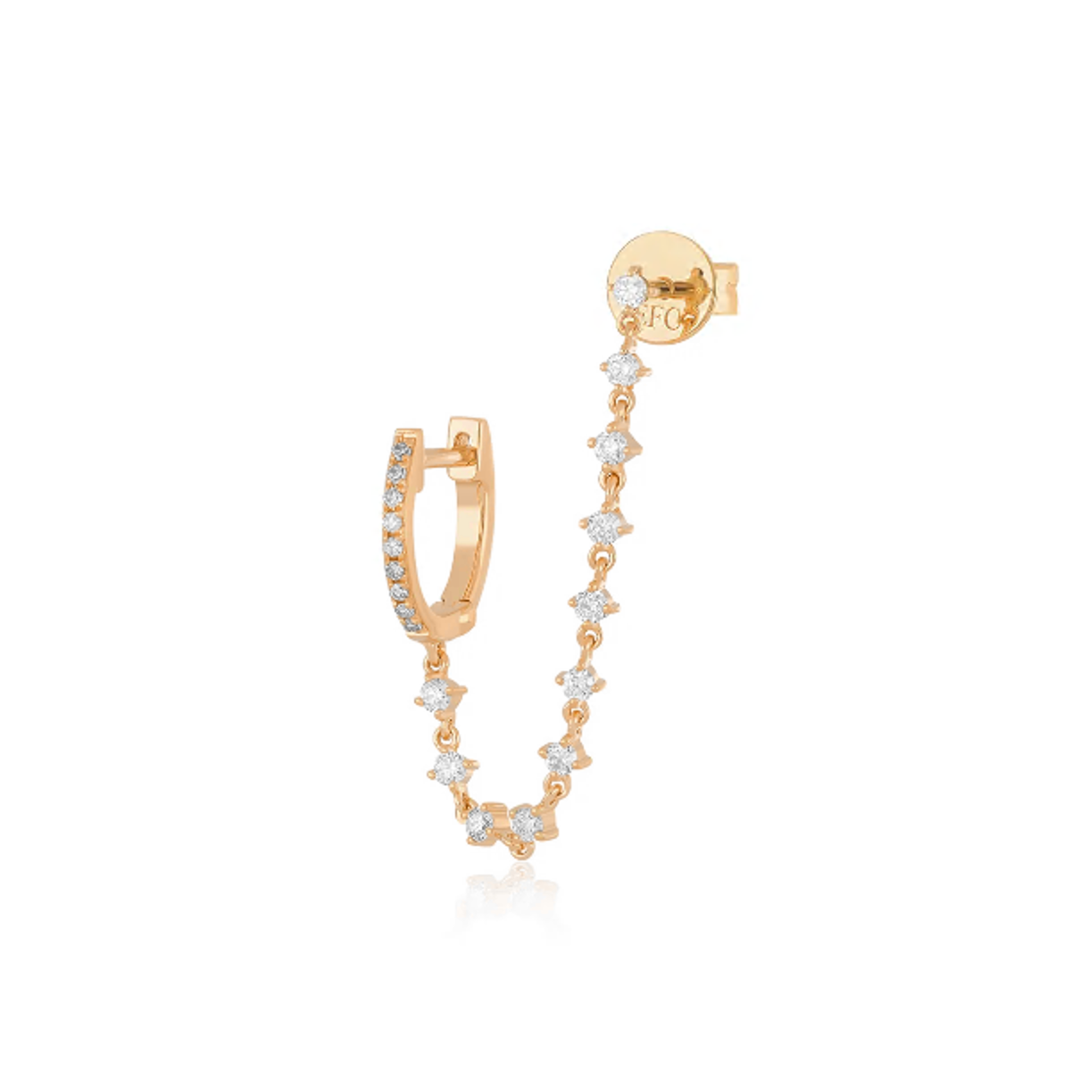 Diamond Mini Prong Set Chain Stud Earring-Earrings-EF Collection-14K White Gold-hurdles-jewelry-boulder-colorado