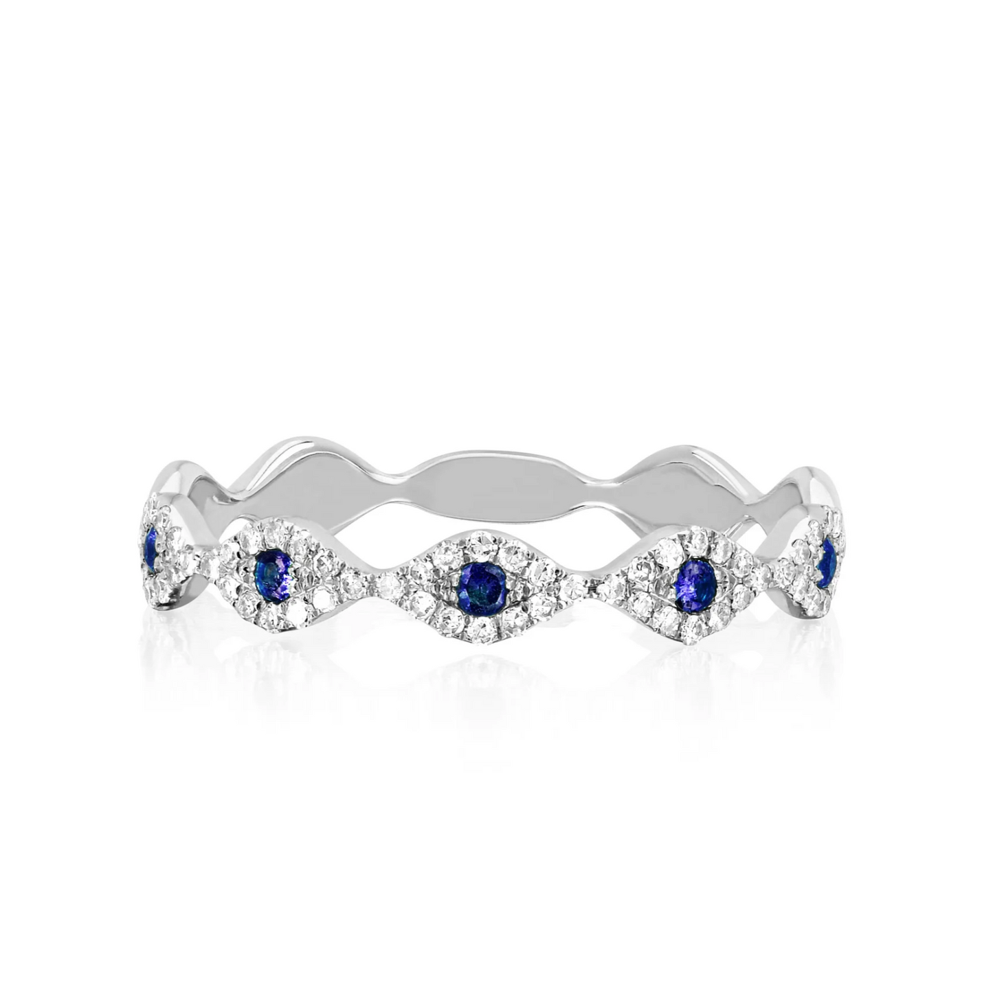 Diamond Multi Blue Sapphire Evil Eye Stack Ring-Ring-EF Collection-I don' know or see my size-hurdles-jewelry-boulder-colorado