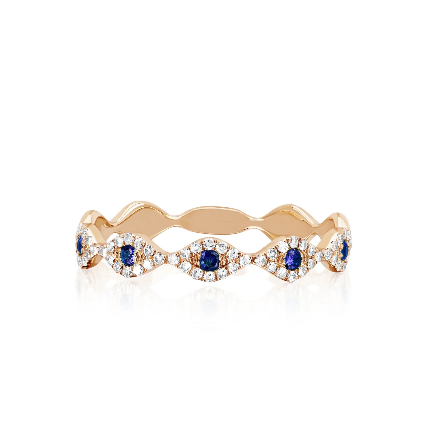 Diamond Multi Blue Sapphire Evil Eye Stack Ring-Ring-EF Collection-I don' know or see my size-hurdles-jewelry-boulder-colorado