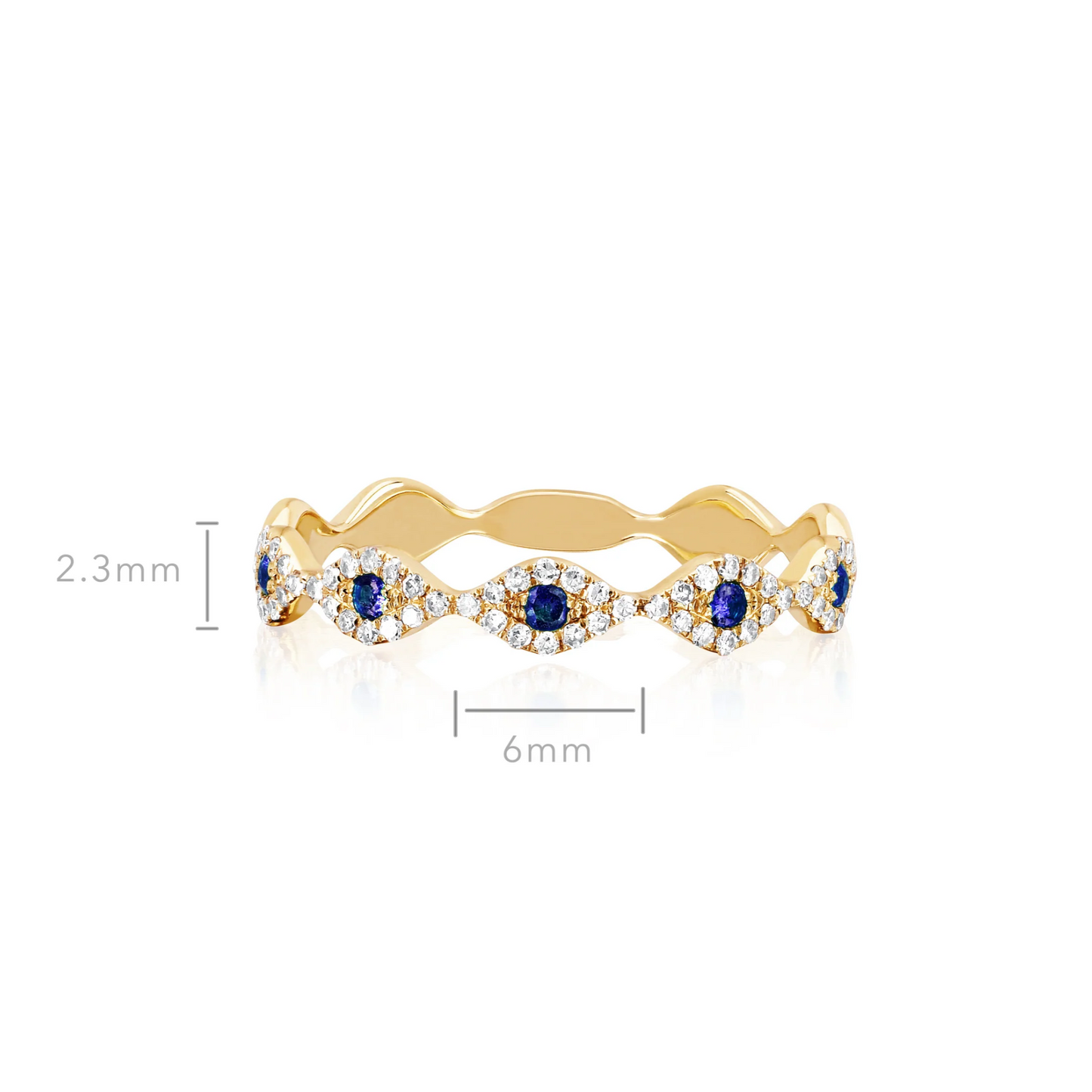 Diamond Multi Blue Sapphire Evil Eye Stack Ring-Ring-EF Collection-I don' know or see my size-hurdles-jewelry-boulder-colorado