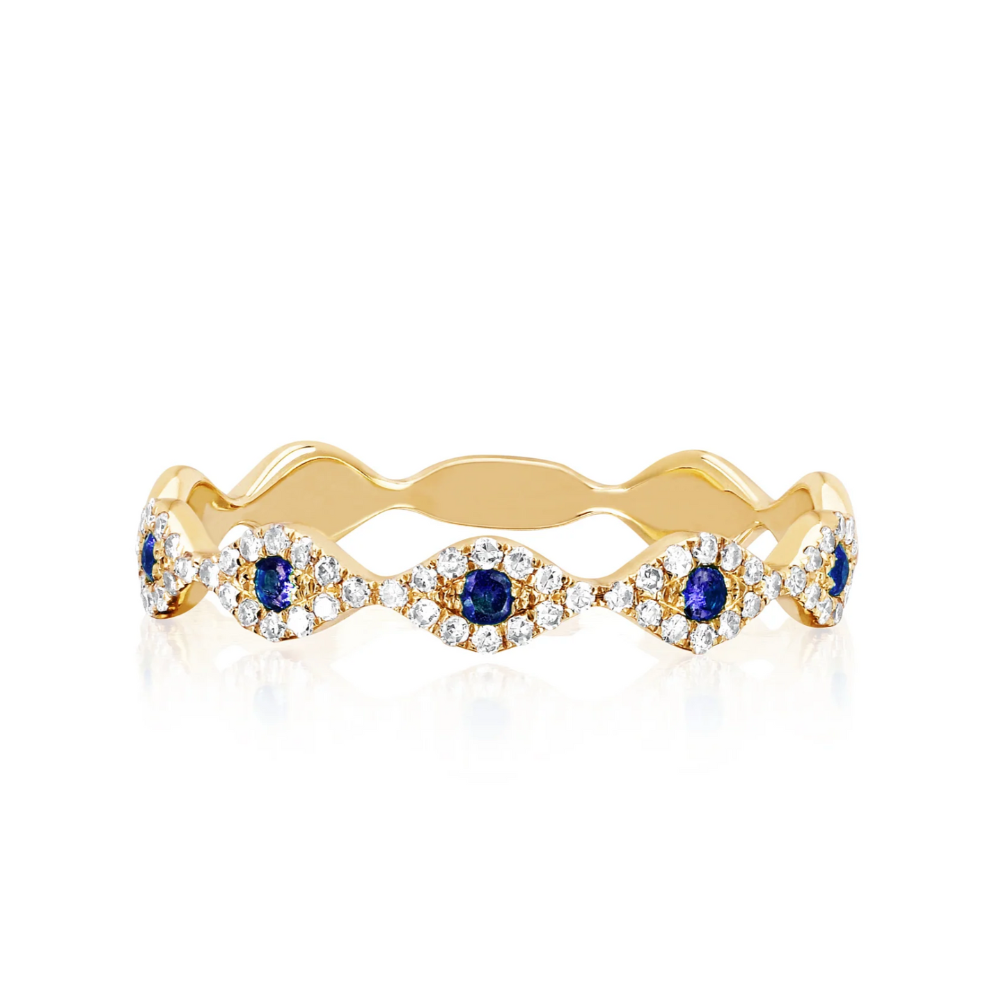 Diamond Multi Blue Sapphire Evil Eye Stack Ring-Ring-EF Collection-I don' know or see my size-hurdles-jewelry-boulder-colorado