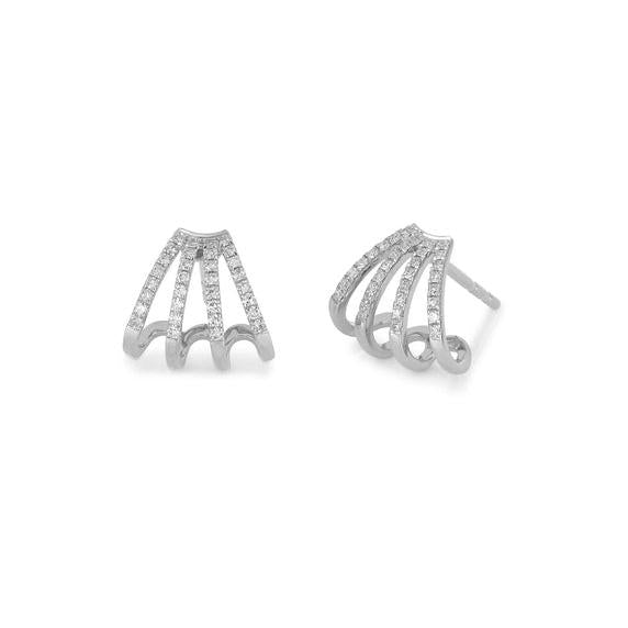 Diamond Multi Huggie Earring-Earrings-EF Collection-14K Yellow Gold-hurdles-jewelry-boulder-colorado