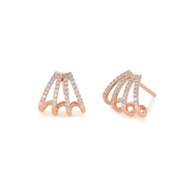 Diamond Multi Huggie Earring-Earrings-EF Collection-14K Yellow Gold-hurdles-jewelry-boulder-colorado