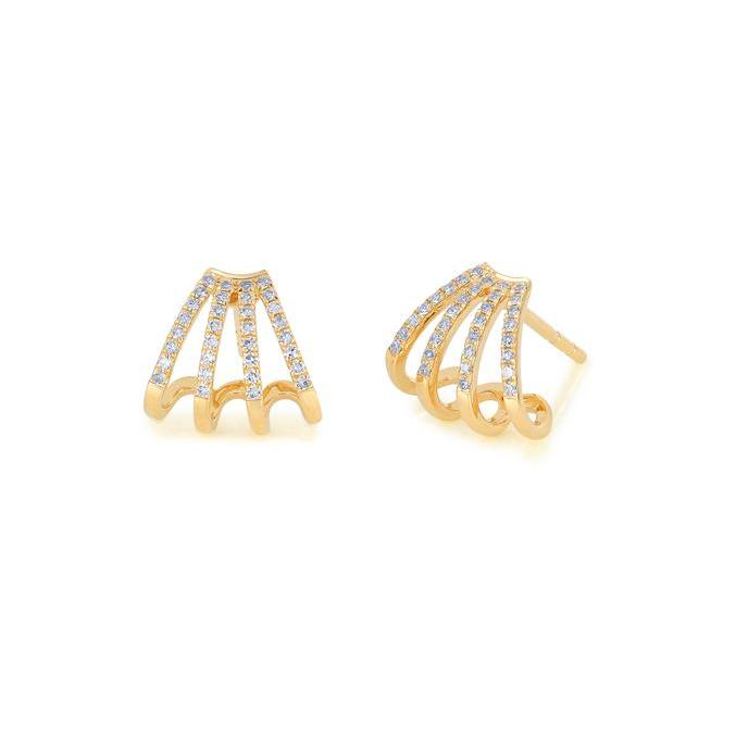 Diamond Multi Huggie Earring-Earrings-EF Collection-14K Yellow Gold-hurdles-jewelry-boulder-colorado