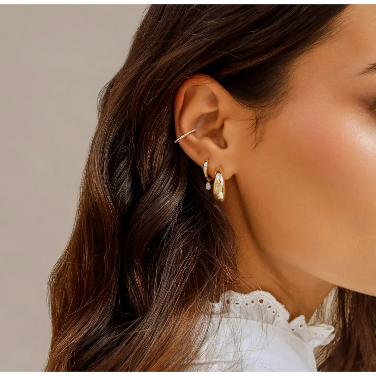 Diamond Oval Drop Gold Dome Huggie Earrings-Earrings-EF Collection-14K Rose Gold-Pair-hurdles-jewelry-boulder-colorado