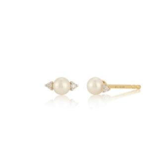Diamond & Pearl Stud Earrings-Earrings-EF Collection-hurdles-jewelry-boulder-colorado