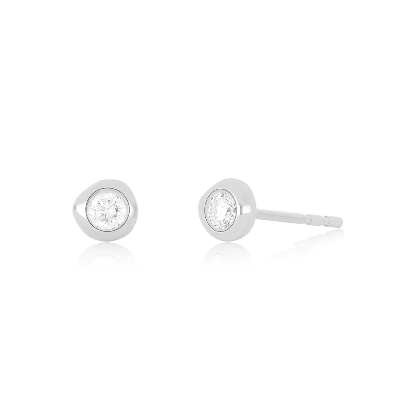 Diamond Pillow Stud Earrings-Earrings-EF Collection-Pair-14K Rose Gold-hurdles-jewelry-boulder-colorado