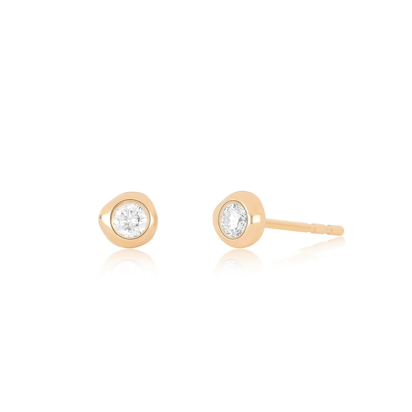 Diamond Pillow Stud Earrings-Earrings-EF Collection-Pair-14K Rose Gold-hurdles-jewelry-boulder-colorado