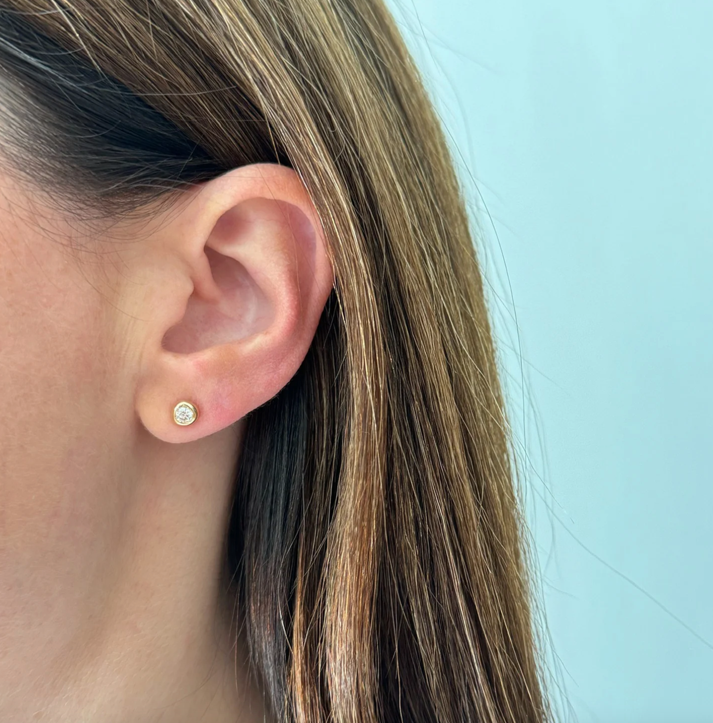 Diamond Pillow Stud Earrings-Earrings-EF Collection-Pair-14K Rose Gold-hurdles-jewelry-boulder-colorado