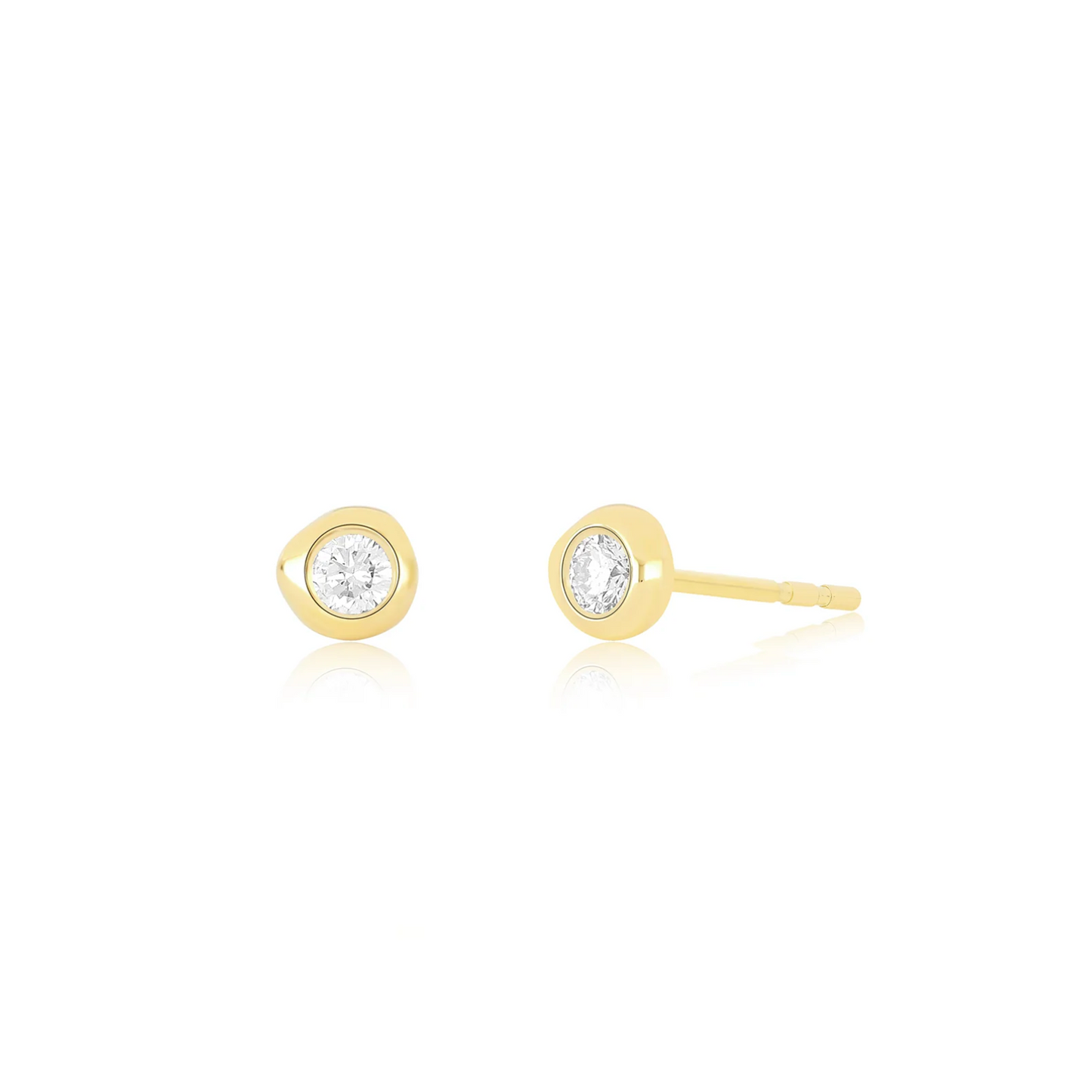 Diamond Pillow Stud Earrings-Earrings-EF Collection-Pair-14K Rose Gold-hurdles-jewelry-boulder-colorado