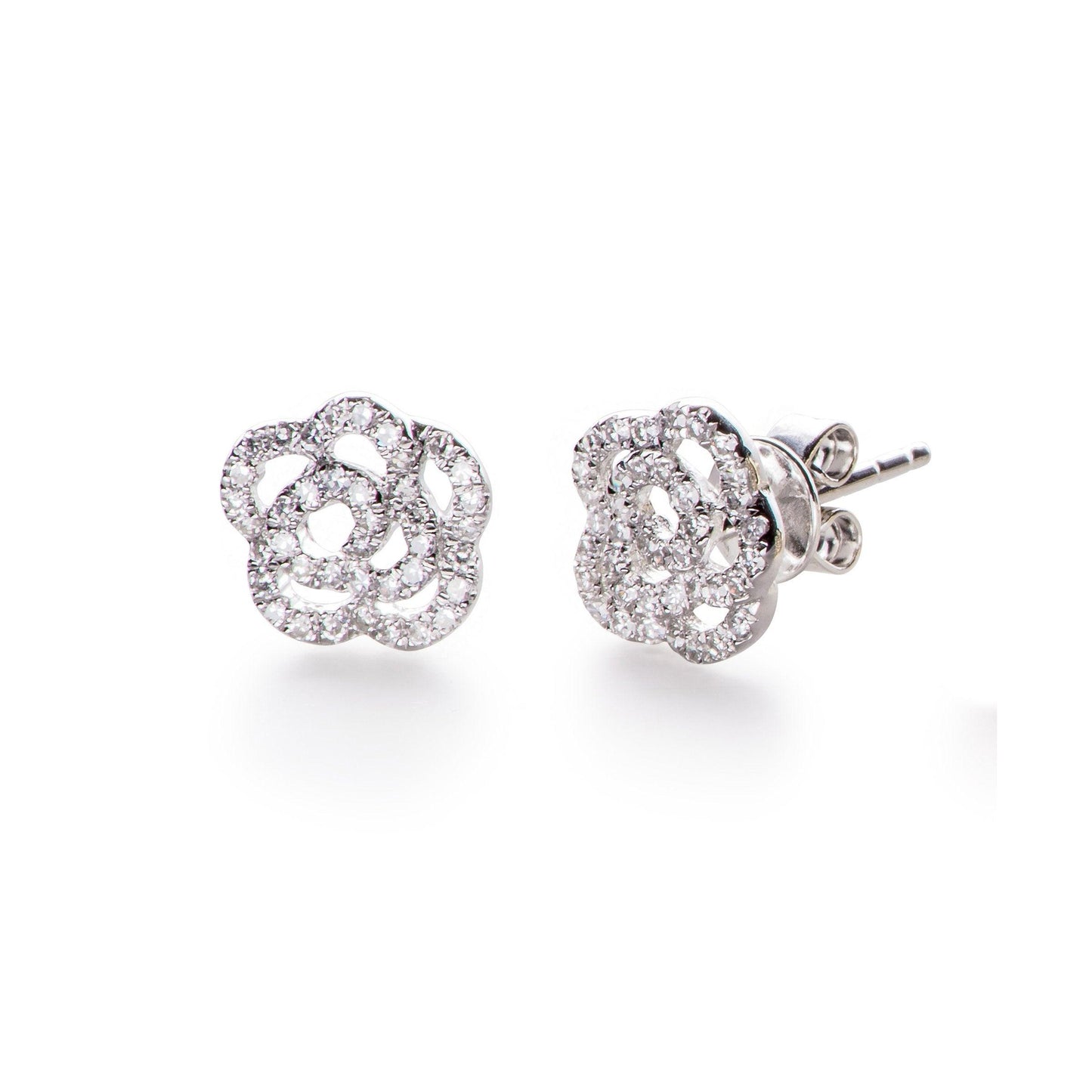 Diamond Rose Stud Earring-Earrings-EF Collection-14K Rose Gold-Pair-hurdles-jewelry-boulder-colorado