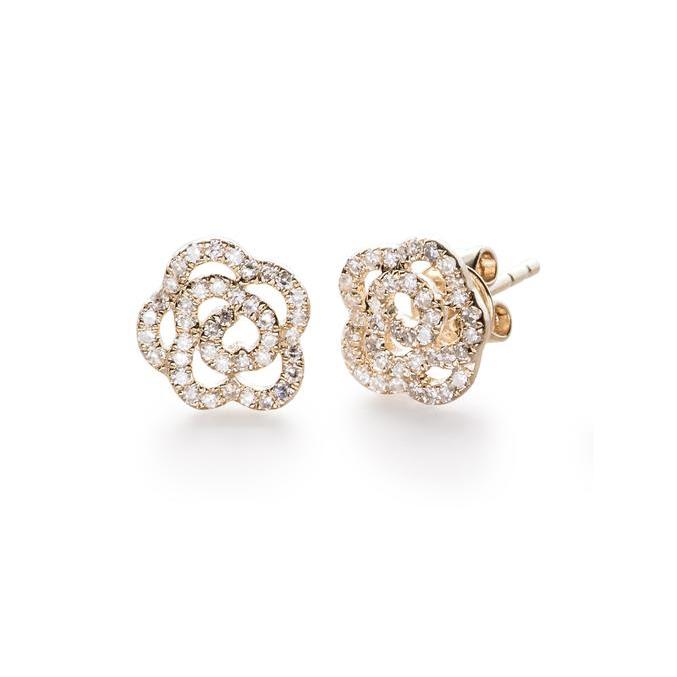 Diamond Rose Stud Earring-Earrings-EF Collection-14K Rose Gold-Pair-hurdles-jewelry-boulder-colorado