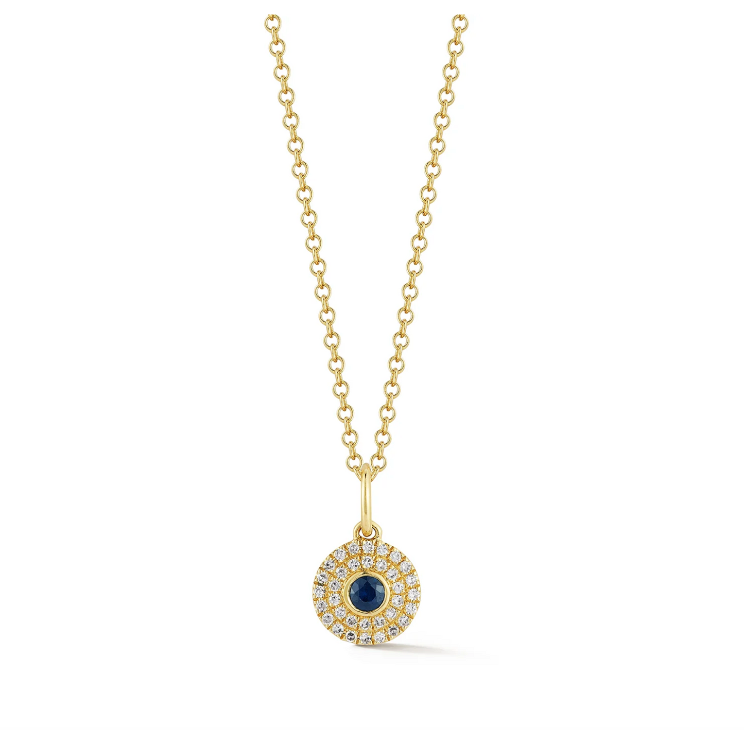 Diamond & Round Blue Sapphire Gem Necklace-Necklace-EF Collection-hurdles-jewelry-boulder-colorado