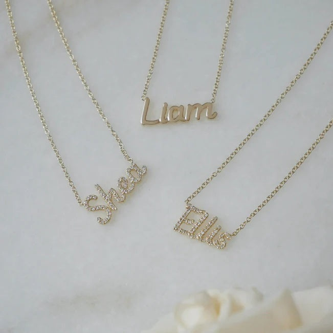 Diamond Script Name Personalized Necklace-Necklace-EF Collection-14k Rose Gold-1-hurdles-jewelry-boulder-colorado
