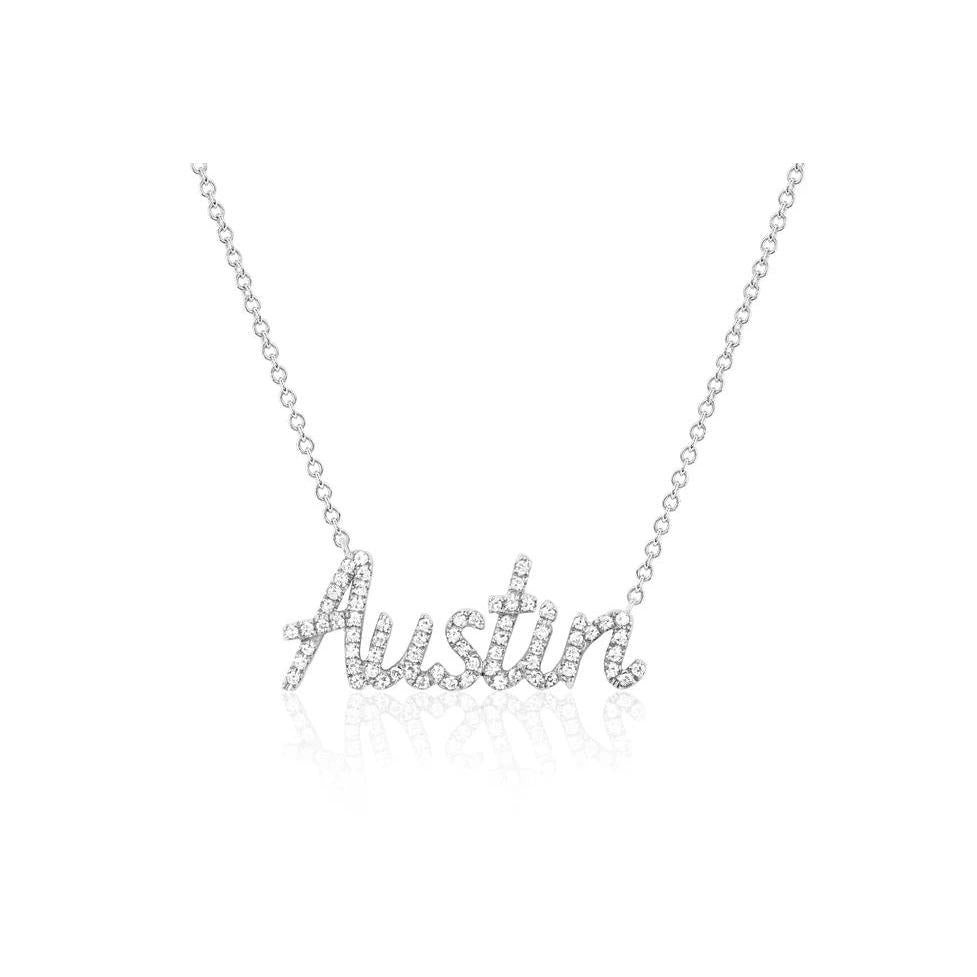 Diamond Script Name Personalized Necklace-Necklace-EF Collection-14k Rose Gold-1-hurdles-jewelry-boulder-colorado