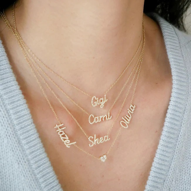 Diamond Script Name Personalized Necklace-Necklace-EF Collection-14k Rose Gold-1-hurdles-jewelry-boulder-colorado