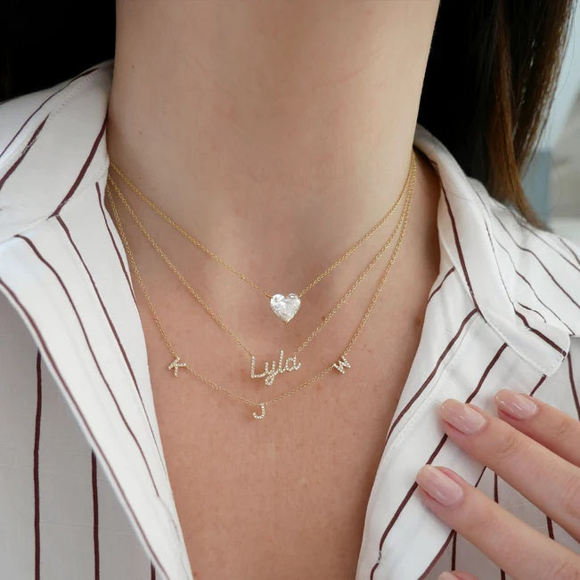 Diamond Script Name Personalized Necklace-Necklace-EF Collection-14k Rose Gold-1-hurdles-jewelry-boulder-colorado