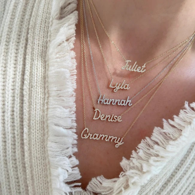 Diamond Script Name Personalized Necklace-Necklace-EF Collection-14k Rose Gold-1-hurdles-jewelry-boulder-colorado