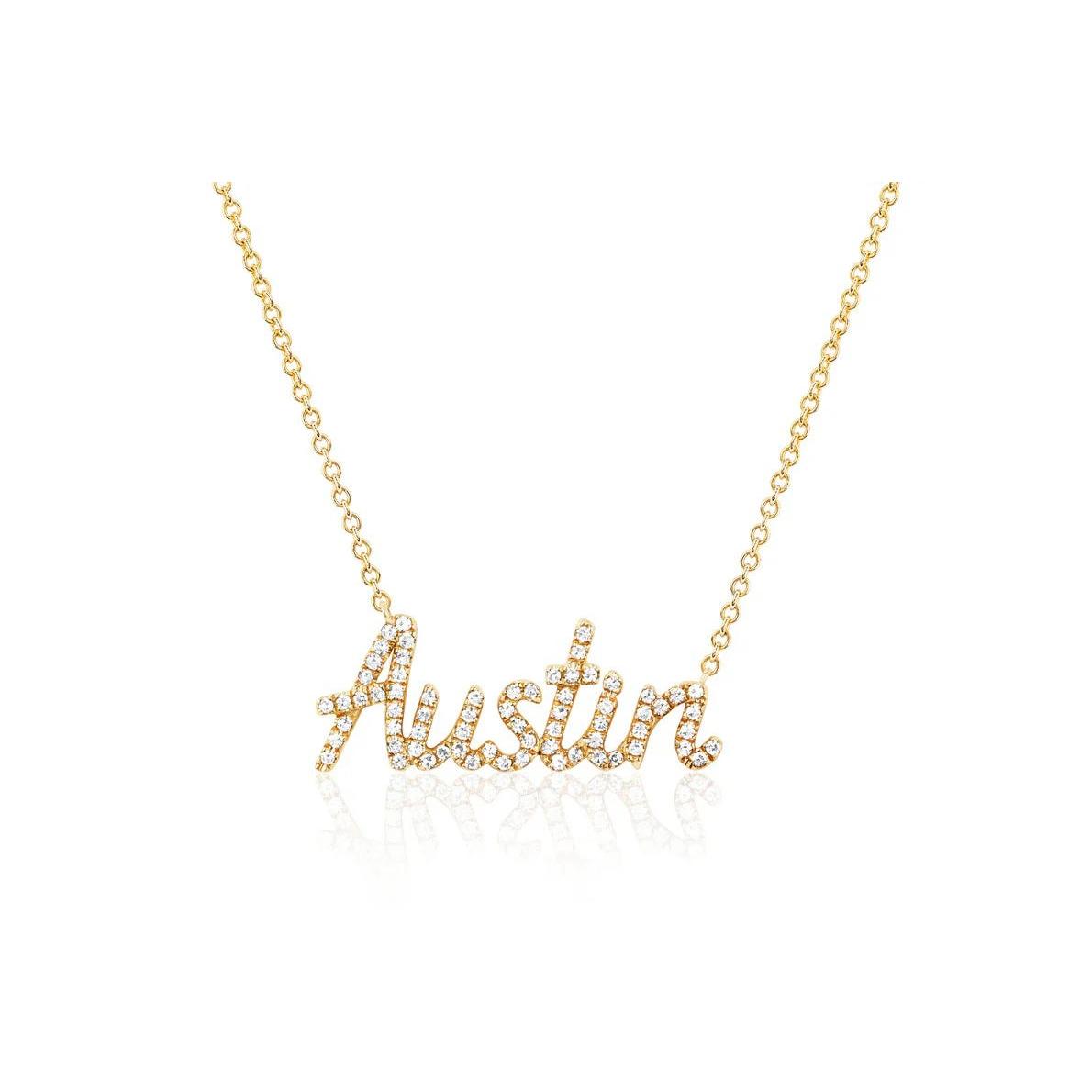 Diamond Script Name Personalized Necklace-Necklace-EF Collection-14k Rose Gold-1-hurdles-jewelry-boulder-colorado