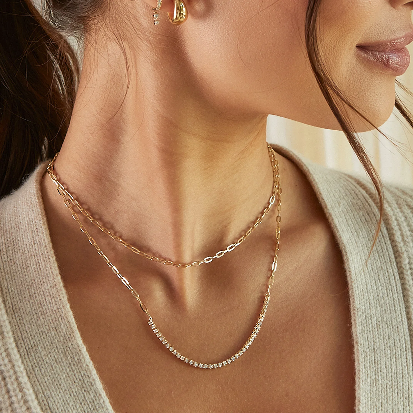 Diamond Segment Mini Link Necklace-Necklace-EF Collection-hurdles-jewelry-boulder-colorado