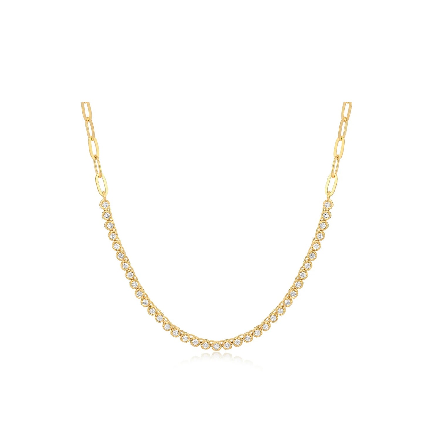 Diamond Segment Mini Link Necklace-Necklace-EF Collection-hurdles-jewelry-boulder-colorado