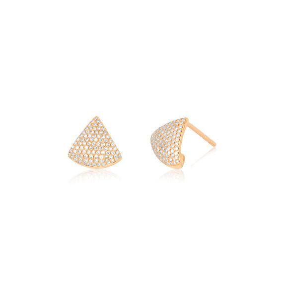 Diamond Solid Chevron Stud Earring-Earrings-EF Collection-14K White Gold-hurdles-jewelry-boulder-colorado
