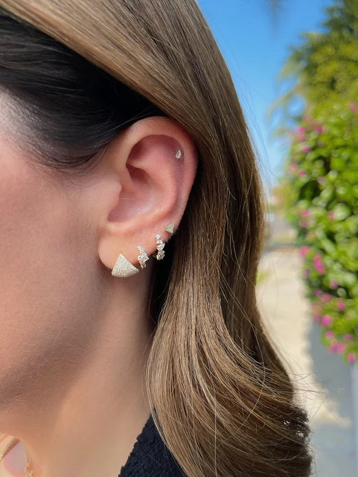 Diamond Solid Chevron Stud Earring-Earrings-EF Collection-14K White Gold-hurdles-jewelry-boulder-colorado
