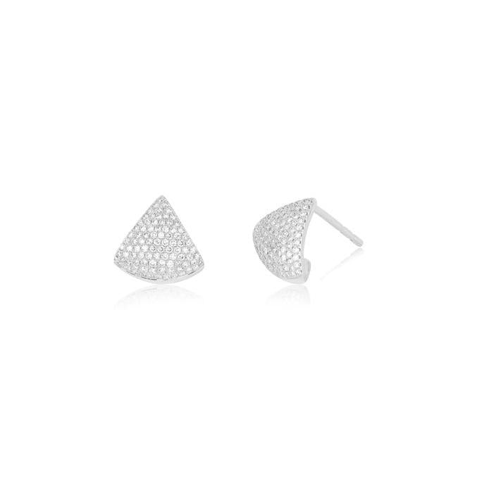 Diamond Solid Chevron Stud Earring-Earrings-EF Collection-14K White Gold-hurdles-jewelry-boulder-colorado