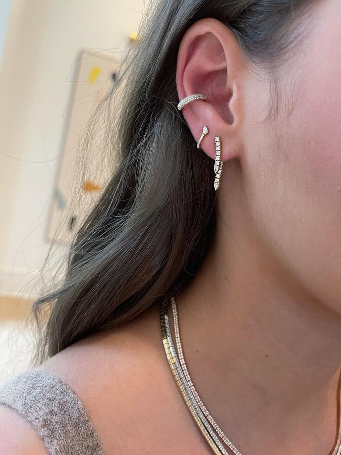 Diamond Teardrop Fringe Earring-Earrings-EF Collection-14K Rose Gold-Pair-hurdles-jewelry-boulder-colorado