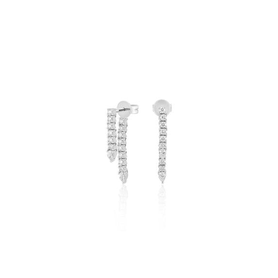 Diamond Teardrop Fringe Earring-Earrings-EF Collection-14K Rose Gold-Pair-hurdles-jewelry-boulder-colorado