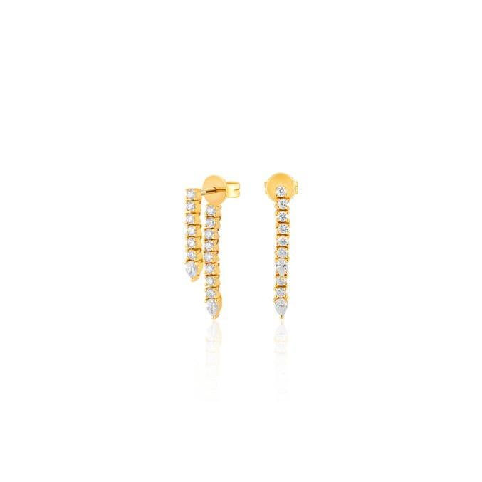 Diamond Teardrop Fringe Earring-Earrings-EF Collection-14K Rose Gold-Pair-hurdles-jewelry-boulder-colorado