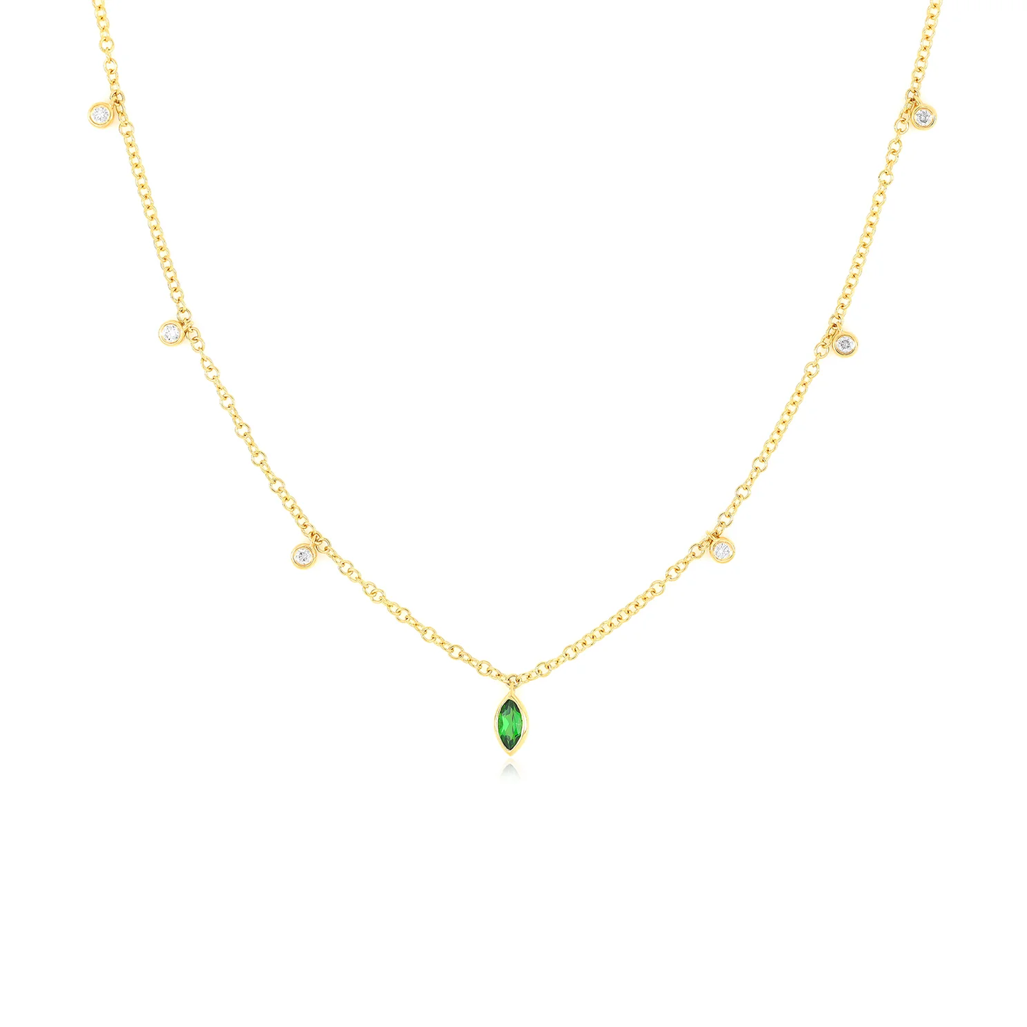 Diamond & Tsavorite Garnet Bezel Choker Necklace-Necklace-EF Collection-hurdles-jewelry-boulder-colorado