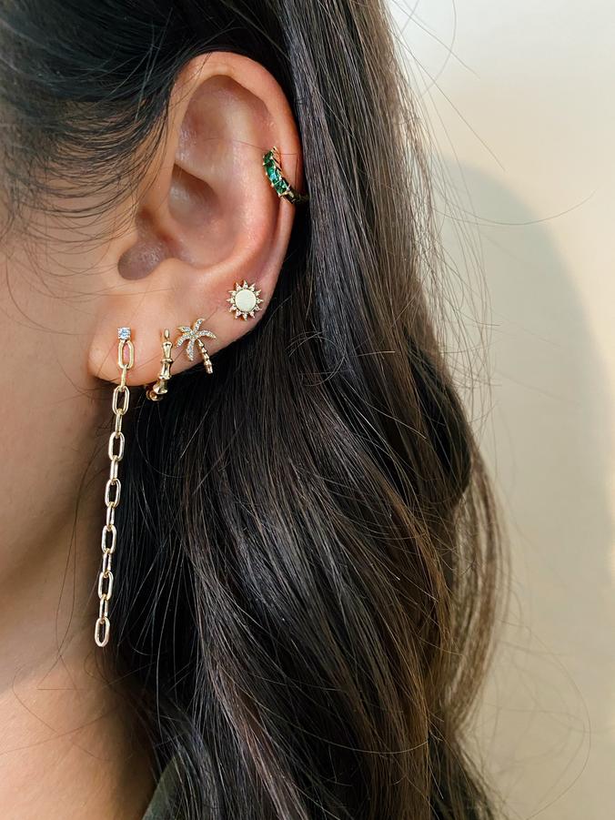 Diamond Wild Palm Stud Earring-Earrings-EF Collection-14K Rose Gold-Pair-hurdles-jewelry-boulder-colorado