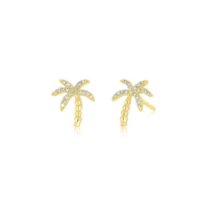 Diamond Wild Palm Stud Earring-Earrings-EF Collection-14K Rose Gold-Pair-hurdles-jewelry-boulder-colorado