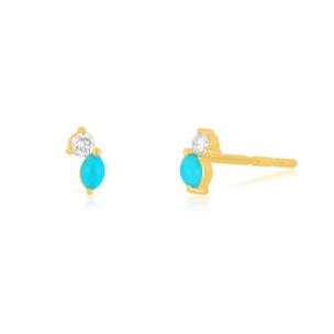 Double Treasure Stud Earring-Earrings-EF Collection-14K Yellow Gold-Pair-hurdles-jewelry-boulder-colorado