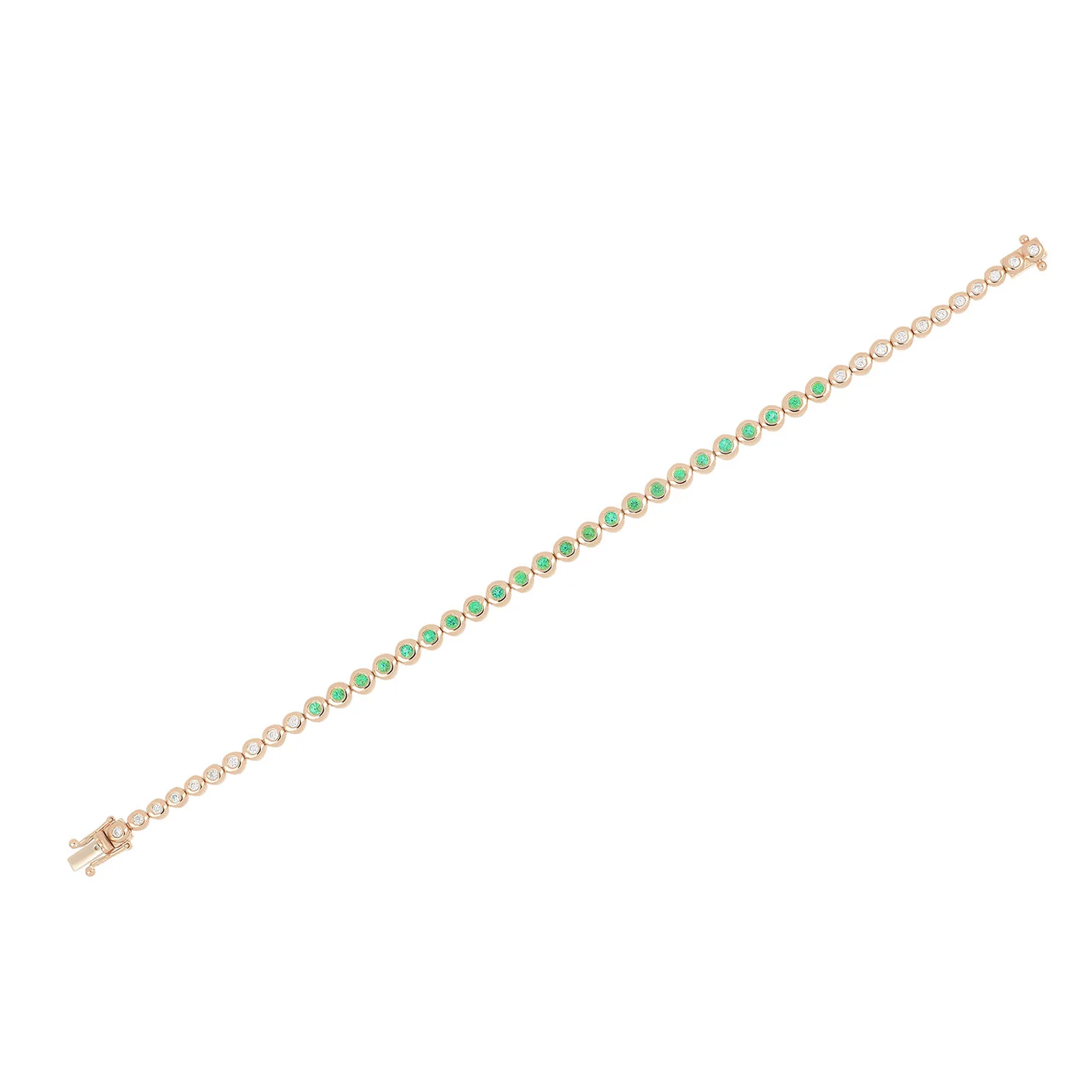Emerald & Diamond Pillow Eternity Bracelet-Bracelet-EF Collection-14K Yellow Gold-hurdles-jewelry-boulder-colorado