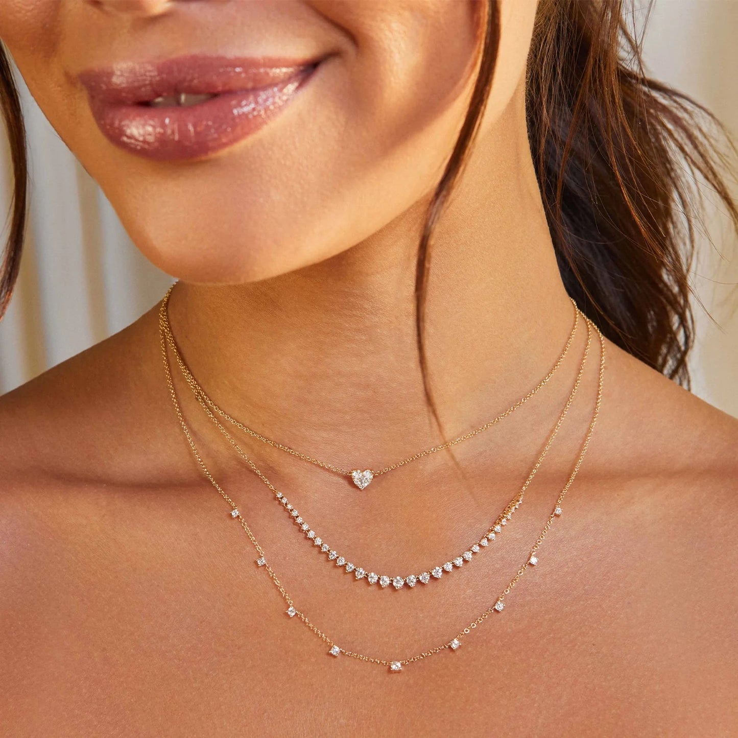 Full Cut Diamond Heart Choker Necklace-Necklace-EF Collection-14K Yellow Gold-hurdles-jewelry-boulder-colorado
