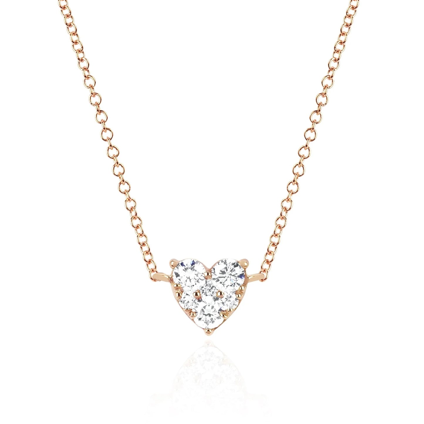 Full Cut Diamond Heart Choker Necklace-Necklace-EF Collection-14K Yellow Gold-hurdles-jewelry-boulder-colorado