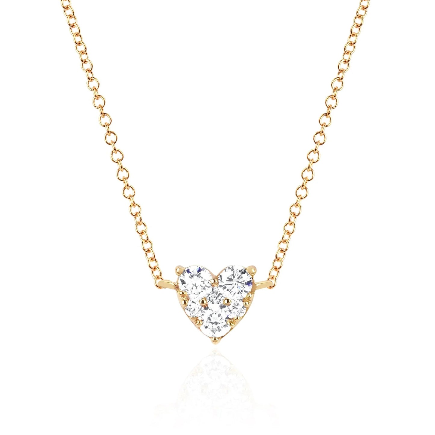 Full Cut Diamond Heart Choker Necklace-Necklace-EF Collection-14K Yellow Gold-hurdles-jewelry-boulder-colorado