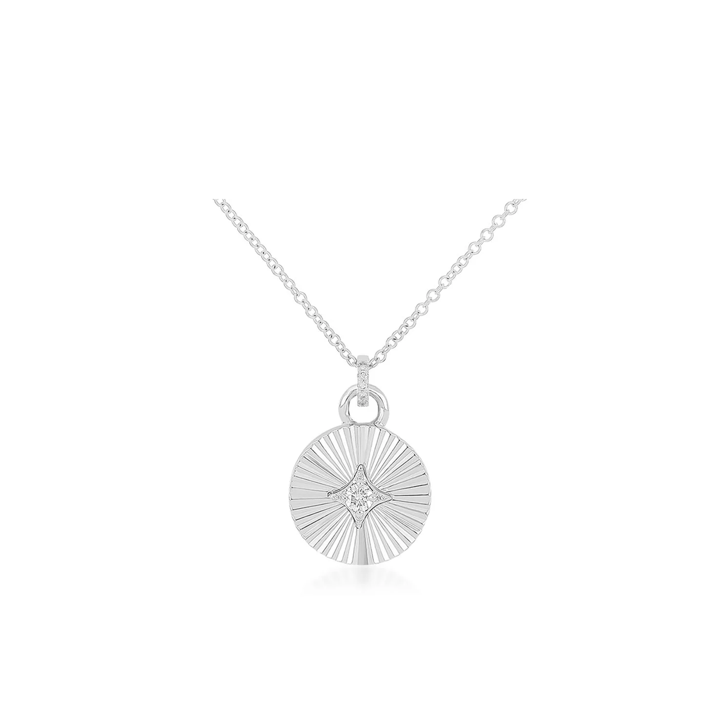 Gold & Diamond Fluted Disc Necklace-Necklace-EF Collection-14K Yellow Gold-hurdles-jewelry-boulder-colorado