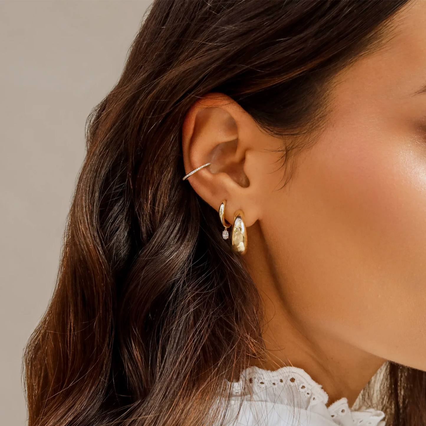 Gold Jumbo Dome Hoop Earrings-Earrings-EF Collection-14K White Gold-hurdles-jewelry-boulder-colorado