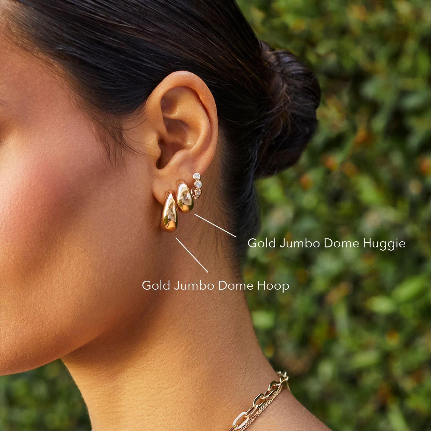 Gold Jumbo Dome Hoop Earrings-Earrings-EF Collection-14K White Gold-hurdles-jewelry-boulder-colorado
