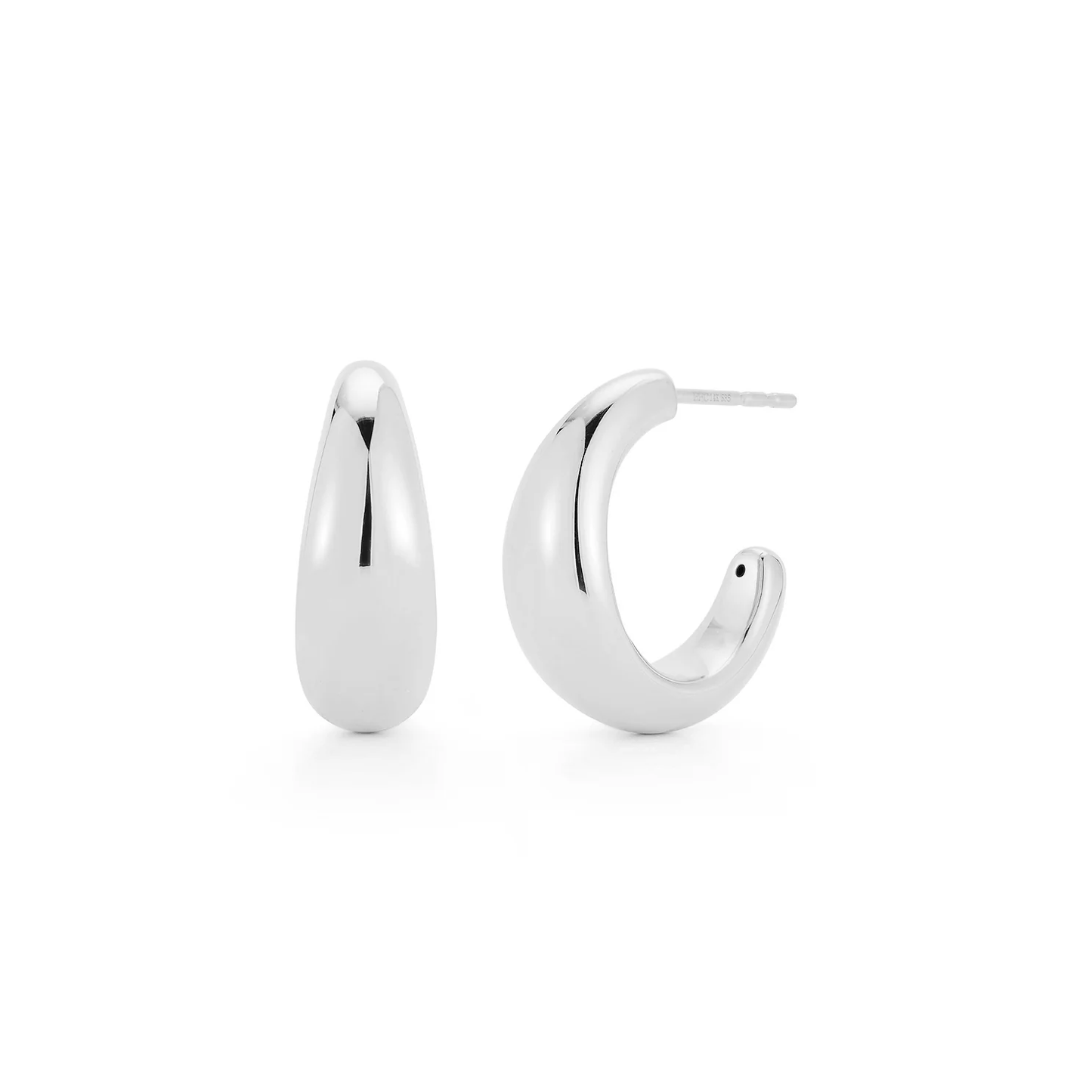 Gold Jumbo Dome Hoop Earrings-Earrings-EF Collection-14K White Gold-hurdles-jewelry-boulder-colorado