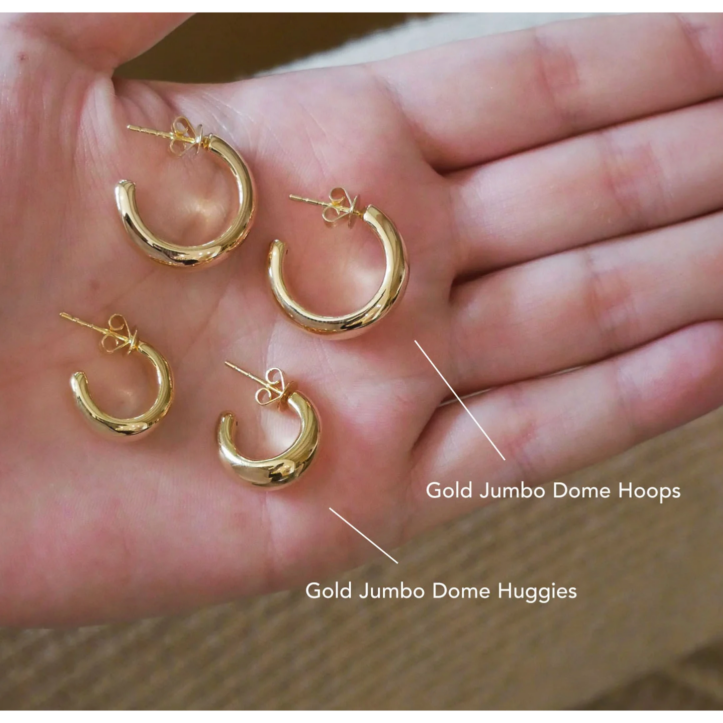 Gold Jumbo Dome Huggie Earrings-Earrings-EF Collection-14K White Gold-hurdles-jewelry-boulder-colorado